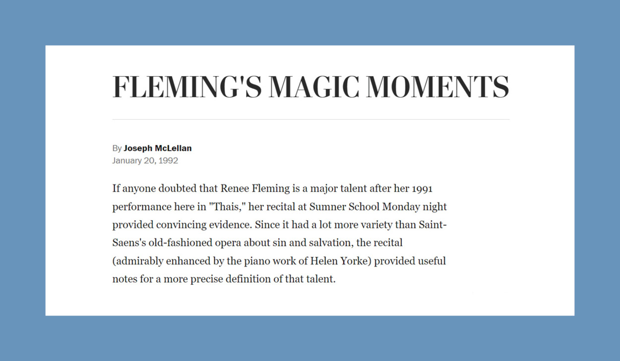 Review of Renée Fleming's VADC recital